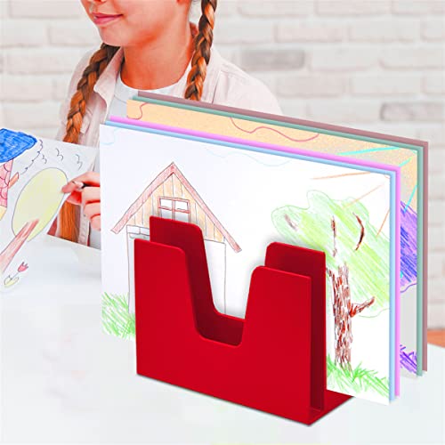 Acrimet 5 Section Incline File Sorter Organizer, Desktop Mail Holder, Red