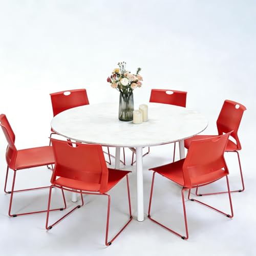 Red Stackable Chairs Set of 8 for Break Conference Room Church Banquet