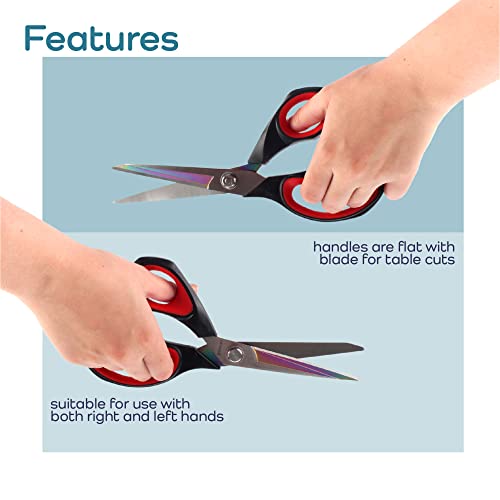 JubileeYarn Forged Titanium Fabric Shears - 9.5" White w/Red - 30 Unit Bulk Pack