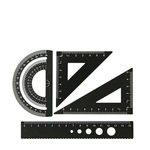 Angle Protractor,4 in 1 Metal Ruler Aluminum Alloy Angle Ruler Protractor Triangle Multifunctional Measuring Tools Set Square Goniometer