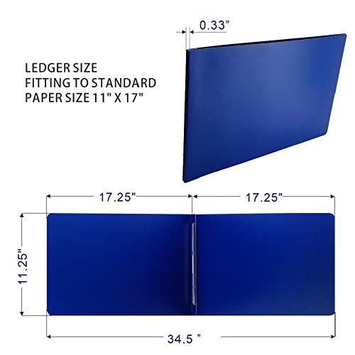 ESKEAR Fiberboard Binder Folder, Sheet Size 11" x 17”， with 3" Capacity 220mm Long Metal Prong Paper Fastener, for Pressboard Report Cover, Blue 8 per Box