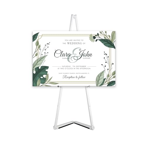 M&T Displays Floor Standing 59 Inch White Steel Art Easel Bundle with 24x35 Inch Magnetic Tempered Glass Dry Erase Board, 5 Adjustable Heights, Includes Marker and 4 Magnetic Pins