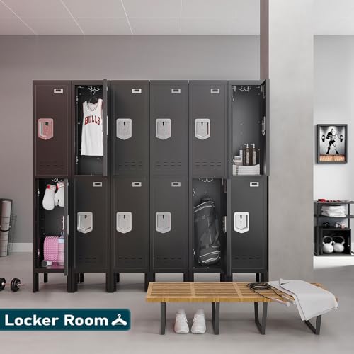 SAPITAL Metal Locker for Home, Dressing Room, 66" Steel Storage Lockers for Employees, Lockable Locker Cabinet with 2 Doors (Black)