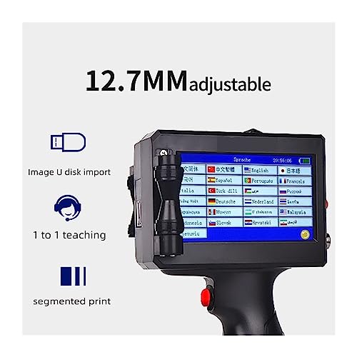 HGIYA Handheld Inkjet Printer 12.7mm,Portable Small,QR Code Bottle Cap Logo Label Packaging,Quick Drying Bag Carton