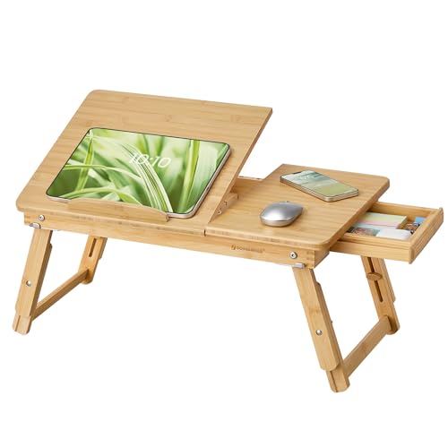 SONGMICS Bed Laptop Desk, Folding Bed Table Adjustable Angle and Height