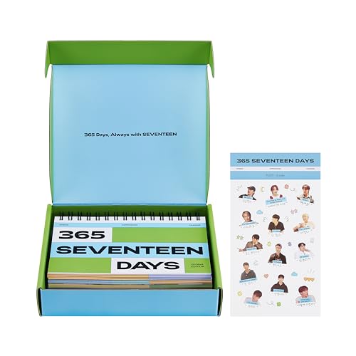 365 SEVENTEEN DAYS - Official Seventeen Merchandise, Daily Flip Calendar with Useful Korean Expressions Used by Seventeen, Perpetual Desk Calendar, Seventeen Photo Stickers Included, Kpop Merch, Seventeen Gift Idea, Perfect Gift for CARAT