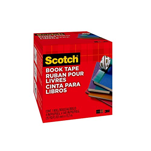 3M Scotch 845 101 Transparent Book Tape, Thick, 4.0 inches (101.6 mm x 13.7 m)