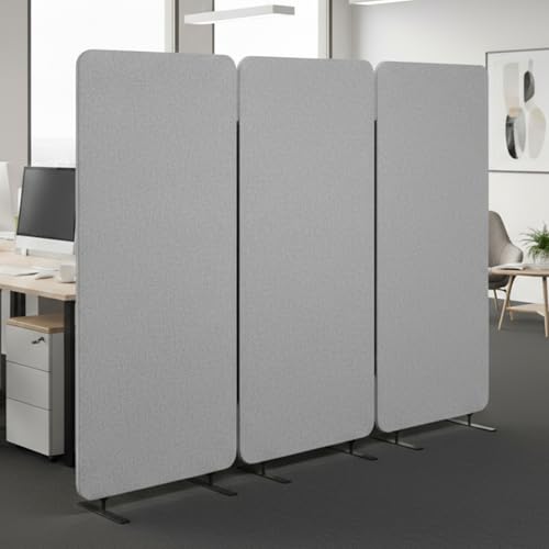 Partition Wall, Soundproof Room Dividers, Office Panel, Grey, 3 PC, 72x67"
