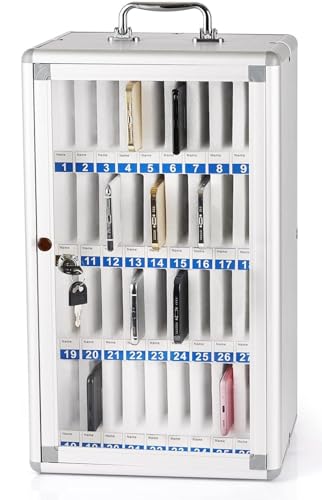 ENCASED 36 Slot Aluminum Alloy Storage Cabinet for Cell Phones, Wall-Mounted with a Locked, Can be Carried by Hand