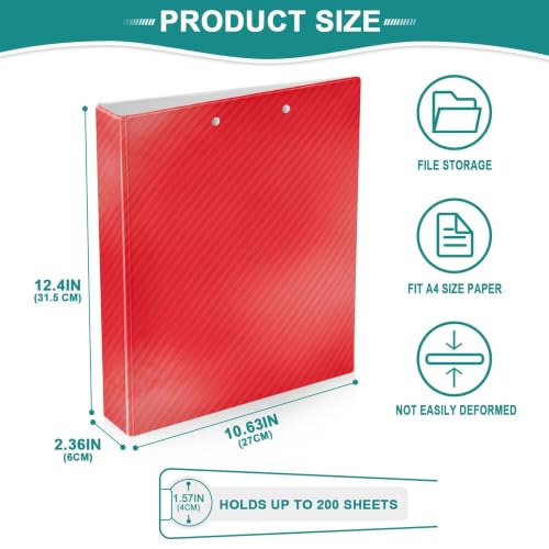 Xpdkjwd Red Stripes 3 Ring Binder Can Hold 200 Letter Size Binders, Suitable for Home, Office, Dormitory, 2Pcs