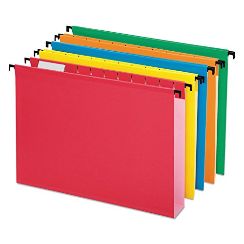 Pendaflex 6152X2ASST Hanging Folders,2-Inch Exp,1/5 Cut Tabs,Letter,20/BX, AST