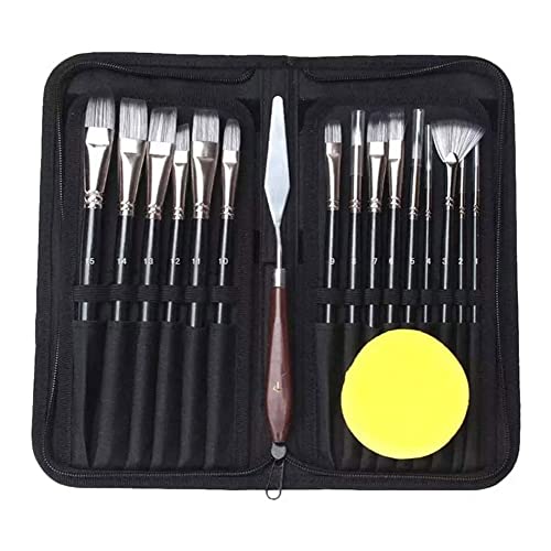 Feilx Art Paint Brushes Set 15 Size Acrylic Brushes for Painting Contains Premium Nylon Hair and Art Knife Sponge Paintbrush Sets