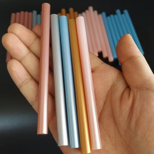 ZTBH Hot Melt Glue Sticks 50 Pcs Pearl Luster Hot Melt Glue Stick, Adhesive Use with Glue Gun Melt Glue Stick (Diameter : 7mmx100mm, Length : Cherry Powder)