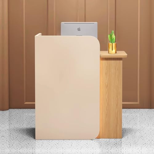 LLZJDDPLY Reception Desk with LED Lights, Front Desk with Lockable Drawer, Modern Receptionist Desk for Supermarket Convenience Store Hotel Lobby(Yellow,80cm/31in)
