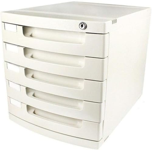 noxozoqm Flat File Cabinet, Desktop Lock Plastic Drawer Storage Organization, with Lock/Blank Label and Multiple Drawers-White (Size : Medium 5-Layers)