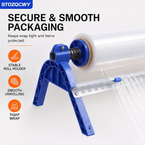 STDZQCWY Stretch Film Dispenser, Desktop & Wall‑mountable Pe Wrap Dispensing Cutter, with Sliding Cutting Blade, 50cm Wrapping Capacity, for Warehouse, Office and Household Packing Work