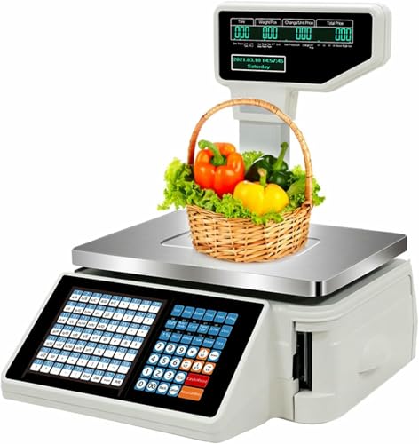 NYTFHMS Digital Price Label Printing Scale,Barcode Printing Scale,with Thermal Printer,Electronics Weighing Scale,Double-Sided Display Screen,Machine