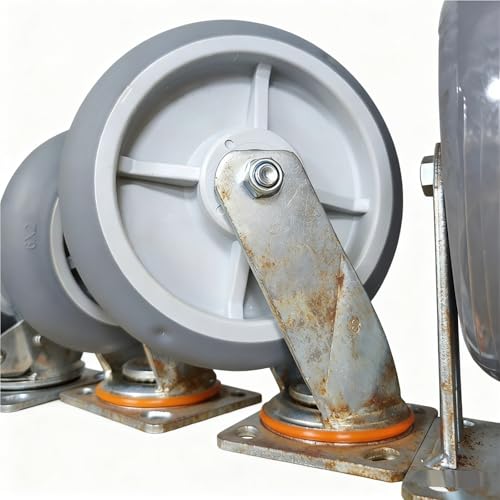 Mavvilo 4-Pack Heavy Duty Casters 4-8 Inch TPR Rubber Wheels with Brake for Industrial - Smooth Rolling Easy Maneuverability,180Kg-5 Inch-Swivel with Brak