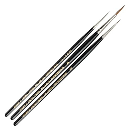 da Vinci Watercolor Maestro Kolinsky Red Sable Brush Set 5500-3 Brush Set - Series 10 Sharp Round in Sizes 5/0, 0 & 4 in an Elegant Black Gift Box.