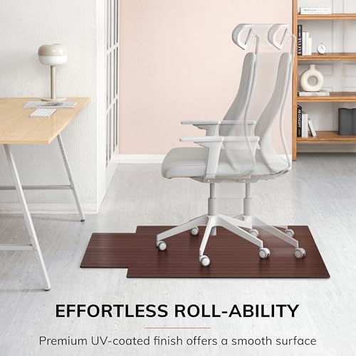 Anji Mountain 48" x 36" Bamboo Office Chair Mat for Carpet & Hardwood Floor
