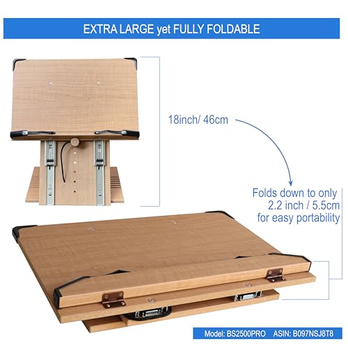 A+ Book Stand BS2500PRO XL Super Heavy Duty 15.4x10.5 Portable Height Adjustable Foldable Eye Level Bookstand Holder for Reading Hands Free Large Thick Heavy College Textbooks Tablets Neck Pain Free