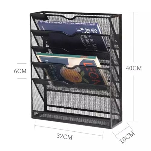 zktoermn Wall File Holder, Mesh Hanging File Holder Literature & Brochure Holder Wall Mount Paper Letter Organizer Magazine Rack for Home, Office (Color : Gray, Size : 32x10x40cm)