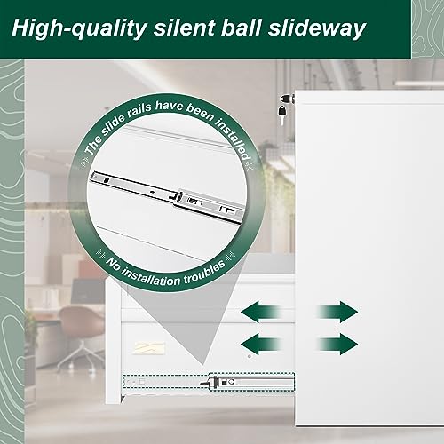 Superday Metal Lateral File Cabinet, 2 Drawer File Cabinet, White Filing Cabinets with Lock, Filing Cabinets for Home Office/Legal/Letter/A4, Home Office Furniture for Hanging File