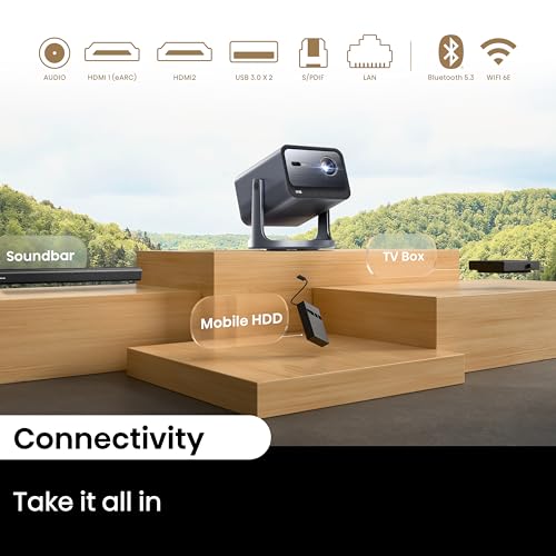 Hisense Laser Mini Projector C2, 65-300", Gimbal Design, 4K, Triple Color Laser, 110% BT.2020, 2000 ANSI Lumens, 1700:1 Native Contrast, Dolby Vision, HSR240, Sound by JBL
