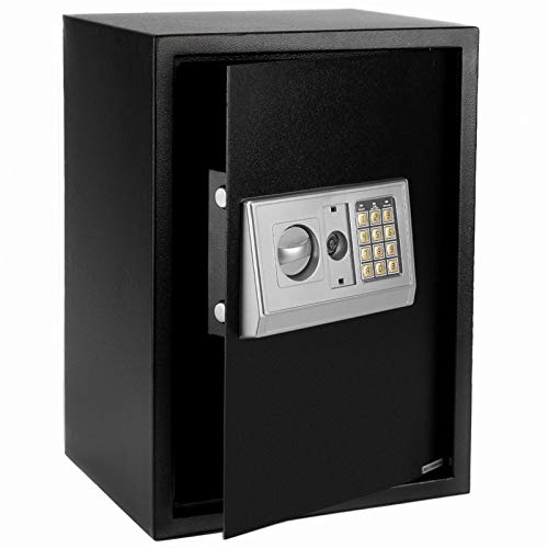 Large Digital Safe Box with Security Keypad Lock, Fireproof and Waterproof Security Safe for Home Office Hotel Business, Wall or Cabinet Anchoring Design (White)
