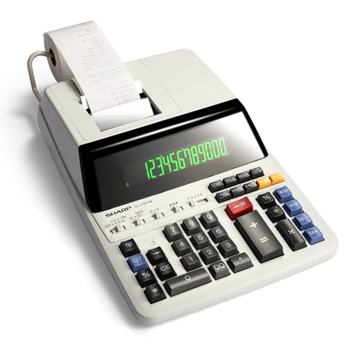 Sharp Heavy Duty Color Printing Calculator, White (EL-1197PIII)