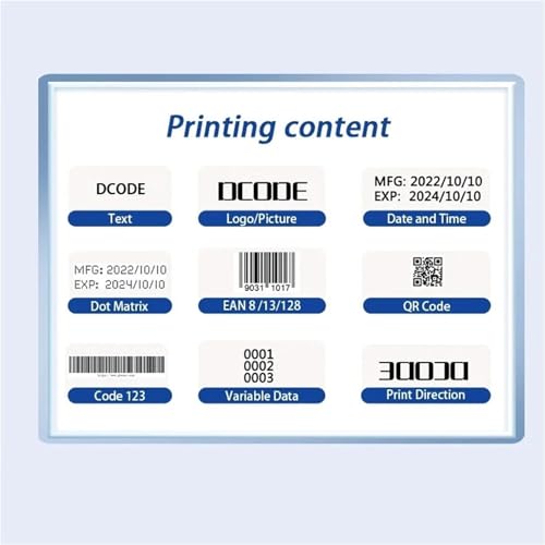 SHIHUANI 1200PDI Industrial Handheld Inkjet Printer with 6.5 Inch Touchscreen for Text QR Code Logo(Ink Cartridge 1pc)