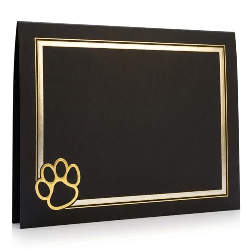 PaperDirect Paw Mascot Emblem Certificate Jackets, 9 Inches x 12 Inches Folded, Black with Gold Foil, Certificate Cover for School, Work, Diplomas, Graduation & Awards, Certificate Holder, 50 Count