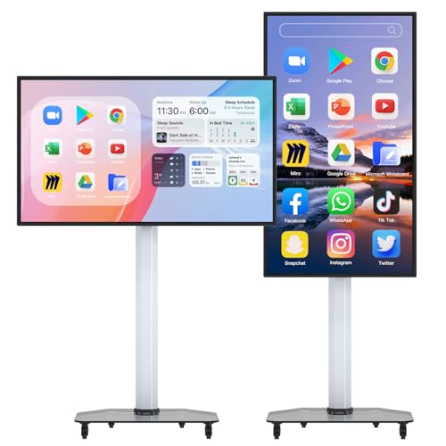 HUSHIDA 55″ Smart Board 1080P Portable TV & Huge Tablet Android 13 & 8G RAM+128G Storage Screen Mirroring for Live Streaming, All in One Digital Whiteboard for Home Classroom and Business Meeting