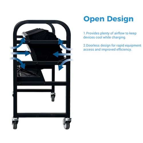 TYZDLSM 16-Device Mobile Open School Charging Cart Station, Portable Charging Stand, for Chromebooks, Tablets and Laptops Computer, with Power Strip Included, Assembly Required