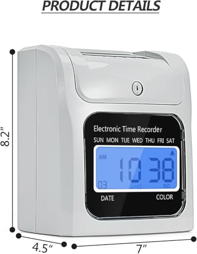 Time Clock Bundle Punch Machine Auto-Align Employee Automatic Paper Time Recorder Offline Punch Clock for Small Business, Units