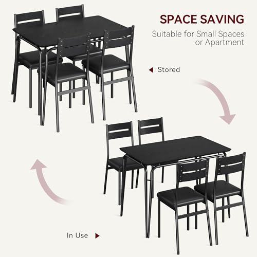 Dining Table for 2, Small Table and Chairs Set of 2, Square Dinette Set for 2, Dinner Table Set, 3 Piece Kitchen & Dining Room Sets for Small Space, Apartment (Dark, Dining Table with 4 Chairs)