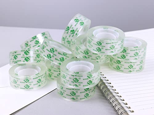 BOMEI PACK 192Rolls Crystal Clear Tape Refills for Dispenser, Bulk Office Transparent Tape for Home and School, 3/4Inch x 1000 inch