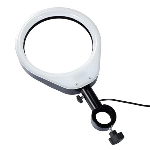 Microscope Accessories Kit Microscope Ring Light Industrial Electronic Video Microscope Adjustable Brightness LED Light Source Large Field of View and Large Area Illuminator Microscope Slides