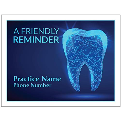 Custom Recall 4 Up Laser Reminder Postcards for Dental. Personalized front for your practice. 4 Cards Perforated for Tear-off at 4.25" x 5.5" on an 8.5" x 11" Sheet of 8 Pt Card Stock. (1000)