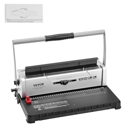 VEVOR Coil Binding Machine, Manual Book Maker 34-Holes Binding 120 Sheets, Punch Binder with Adjustable Side Margin, for Letter Size, A4, A5