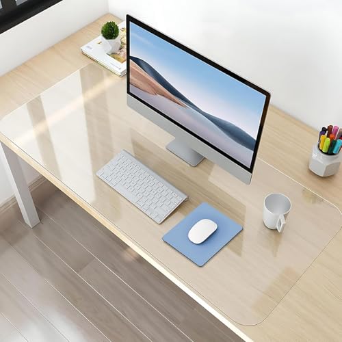 AHWEKR Clear Desk Mat | Custom Size Transparent & Frosted Desk Mat | 1mm to 3mm Thickness | Up to 47” Width | Personalized Office & Home Workspace Protection