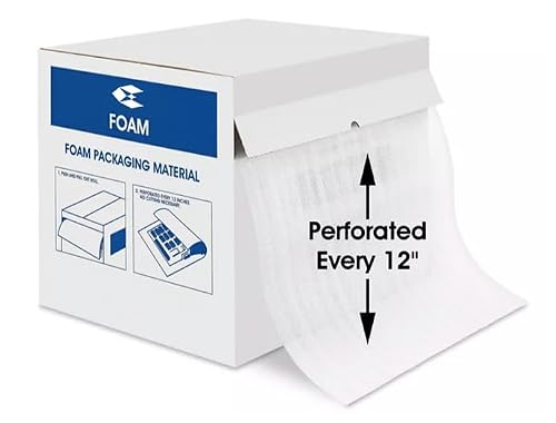 24" Wide x 175' Long 1/8" Thick Packing Foam Roll, Perforated, In Box For Shipping, Packing, Moving, and Storage; Moisture Repellent