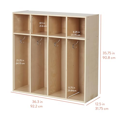Back2School Express Sleekline 4-Section Toddler Coat Locker, Natural