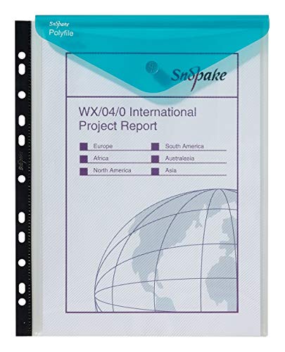Snopake A4 High Capacity Polyfile RingBinder Popper Wallet, Portrait – Clear with Electra Assorted Flap [Pack of 5] Ref: 15695
