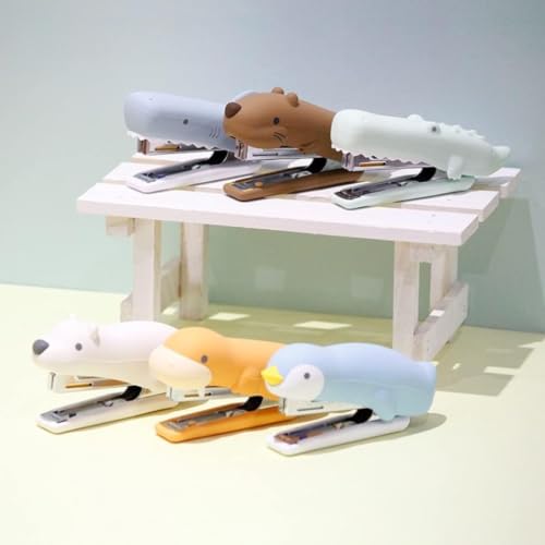 Desktop Staplers-Mini Stapler-Animal Silicone Stapler Cute Manual Staplers Stationery Office Supply Home School Accessories for Kids(Beaver)