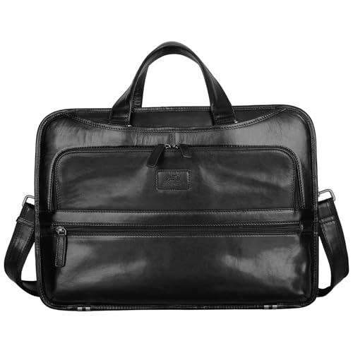 Mancini Pelle D’oro Triple Compartment 15.6” Laptop/Tablet Briefcase, Black
