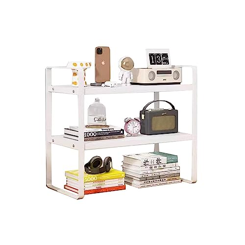 AMUFJJ Desk Book Organizer，Living Room Bedroom Dormitories Wooden Magazines Rack，2 Tier File Folder Holder for Storage Newspapers Invoices Letters(White,36x20x30cm)