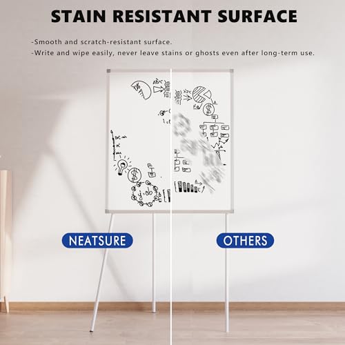 Large Whiteboard Easel with Stand, 36" x 24" Portable Standing Magnetic Dry Erase White Board, 3' x 2' Tripod Height Adjustable Flip Chart Easel for Home Office Classroom School, Silver