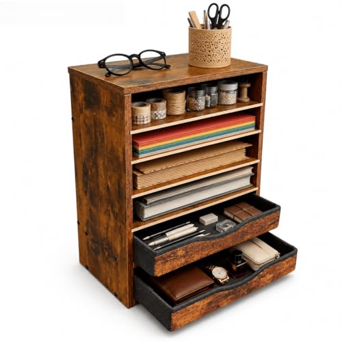 Gphudpzdl Wooden Mail Organizer, Desk Paper Organizer Wood, Brown