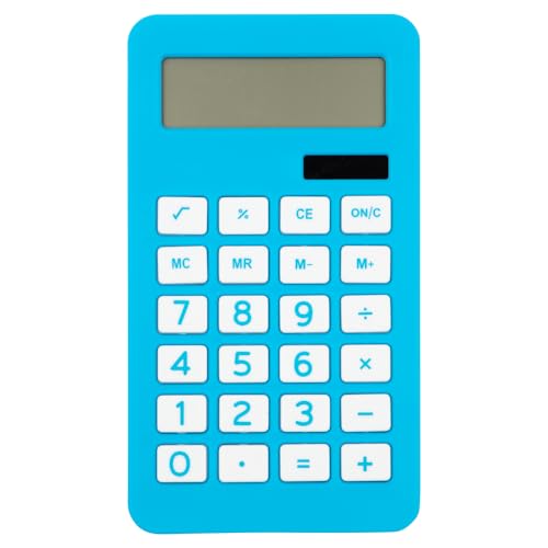 JAM PAPER Desktop Calculator - 10 Digit LCD Display - 3 3/4 x 6 3/4 Inches - Blue - Bulk 10/Pack